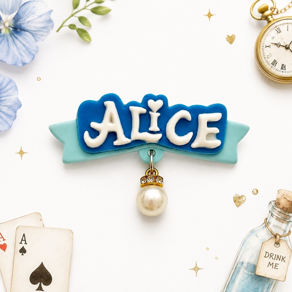 Alice in Wonderland Crocs Shoe Charm Blue Pearl Dangle Rhinestone Clog Accessory